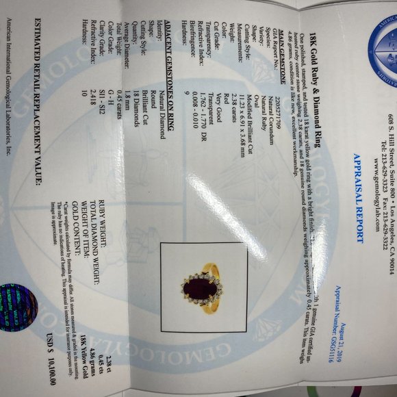 GIA Certified Ruby 2.38ct Diamonds Solid 18K Ring - Picture 9 of 9